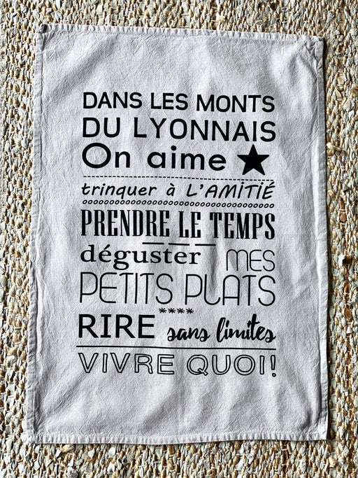 torchon - Dans les Monts du Lyonnais, on aime  - coton - gris clair - SOPHIE JANIERE