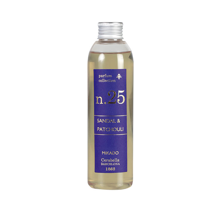 parfum d'ambiance - recharge 200 ml- bois de santal et patchouli - numbers 25 - cerabella