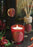 bougie parfumée - bois d'oud et datte - pot en verre rouge - couvercle bois - numbers 28 - cerabella
