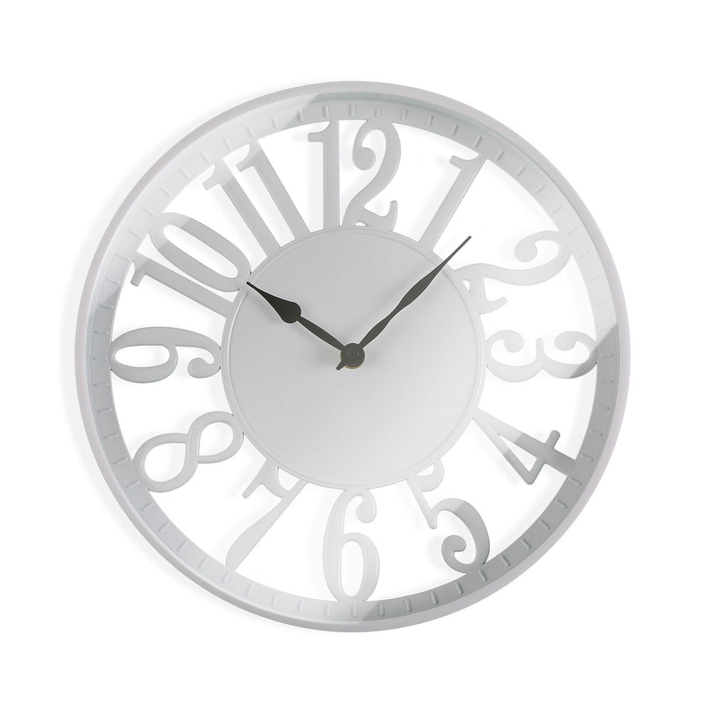 horloge transparente ronde 30 cm - plastique blanc - mécanisme silencieux