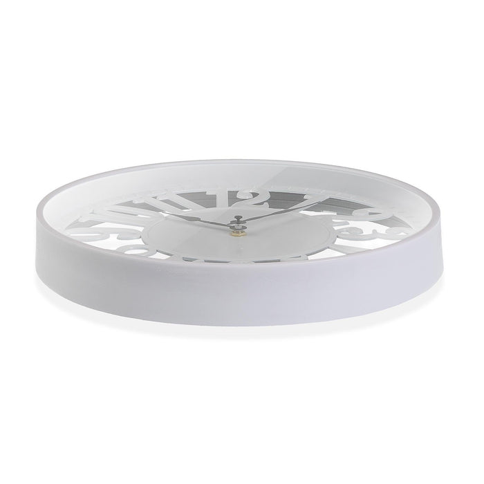 horloge transparente ronde 30 cm - plastique blanc - mécanisme silencieux