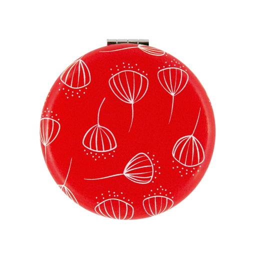 miroir de sac - collection ginko - coque rigide - rouge - DLP