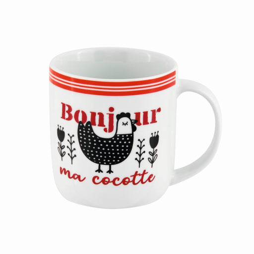 mug porcelaine - ma cocotte - thé café - blanc et rouge - motif poule - DLP