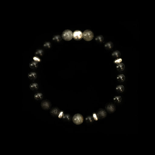 Bracelet Homme Tourmaline Labradorite Onyx Pierre de Lave Argent 925