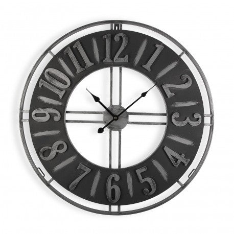 horloge style industriel - métal et mdf- gris - diamètre 60 cm - Versa Home