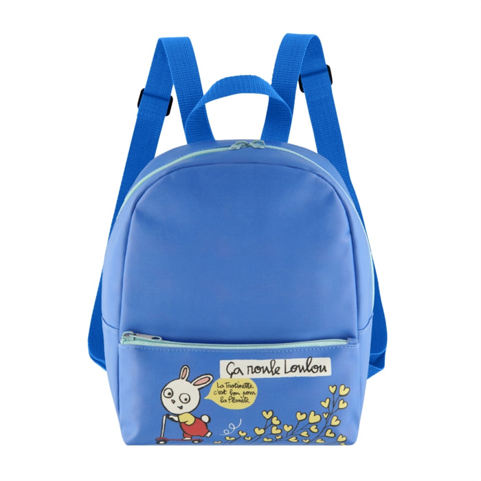 sac à dos enfant loulou - bleu - plastique souple - 25 x 12 x 20 cm - DLP