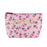 trousse de toilette - tissu - forme trapèze - amour fou - rose motifs fleurs - DLP