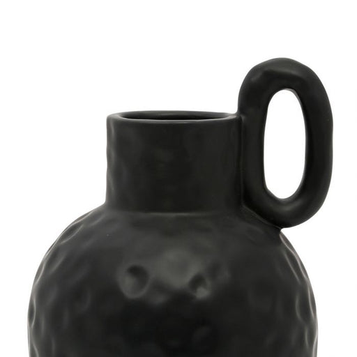 vase en grès dolomite rond - noir mat - HAUTEUR 18 CM - SEMA DESIGN